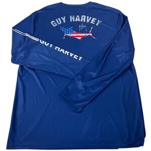Guy Harvey Men's Marlin Fishing Flag Long Sleeve Shirt‎ XL